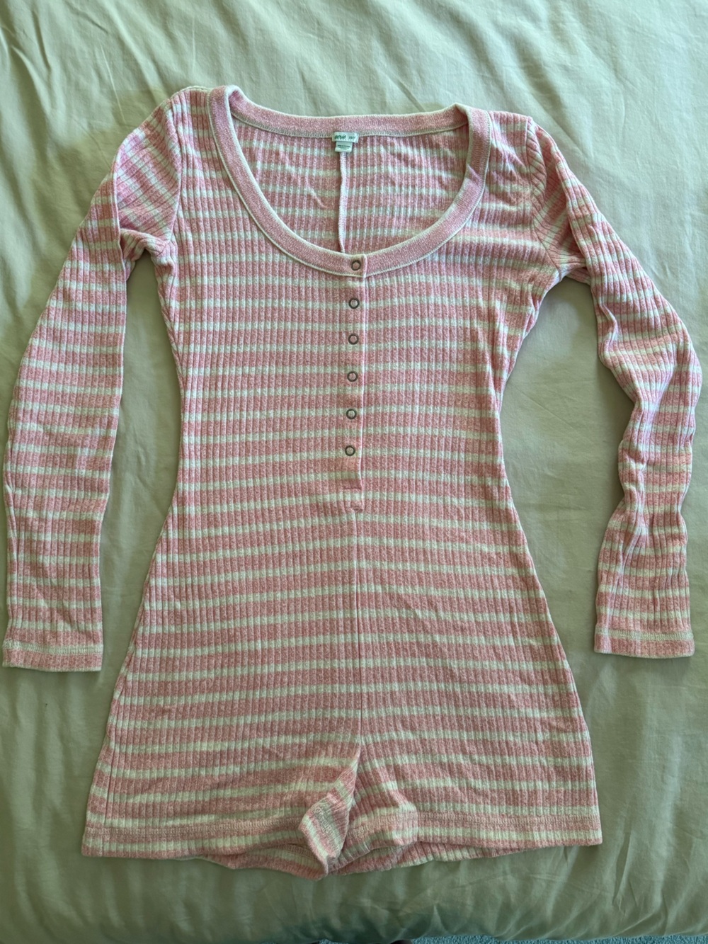 Aerie Striped Pink and White Romper Pajamas